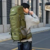 Cross border outdoor trekking mochila de montaña 75 litros super capacidad suspensión backpanel desmontable tela anti-agua Specification image